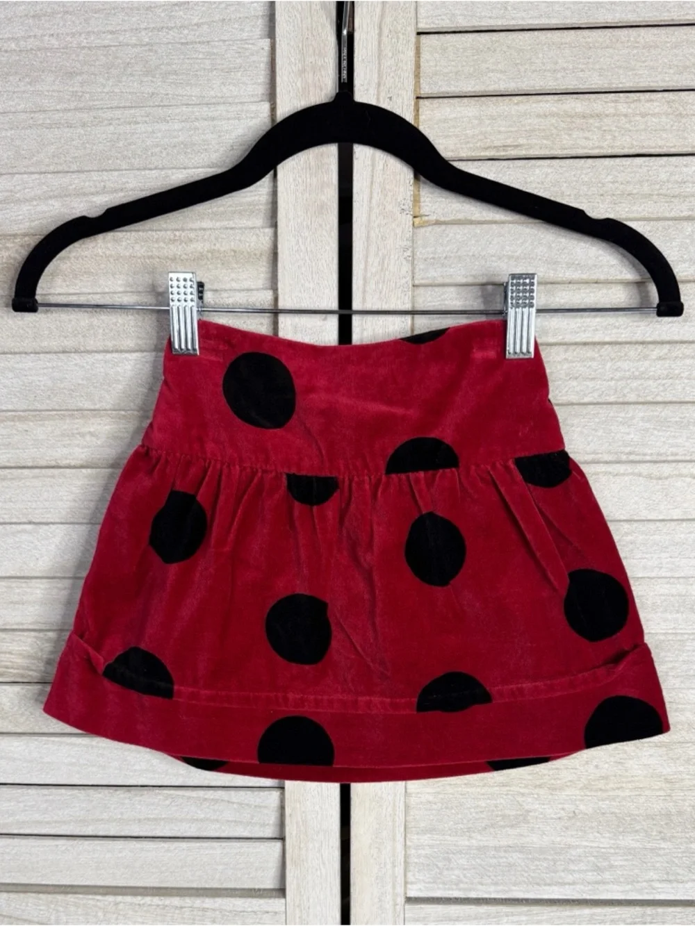 The Children's Place Red Skirt with Black Polka Dots 24 Months Ladybug Velvet